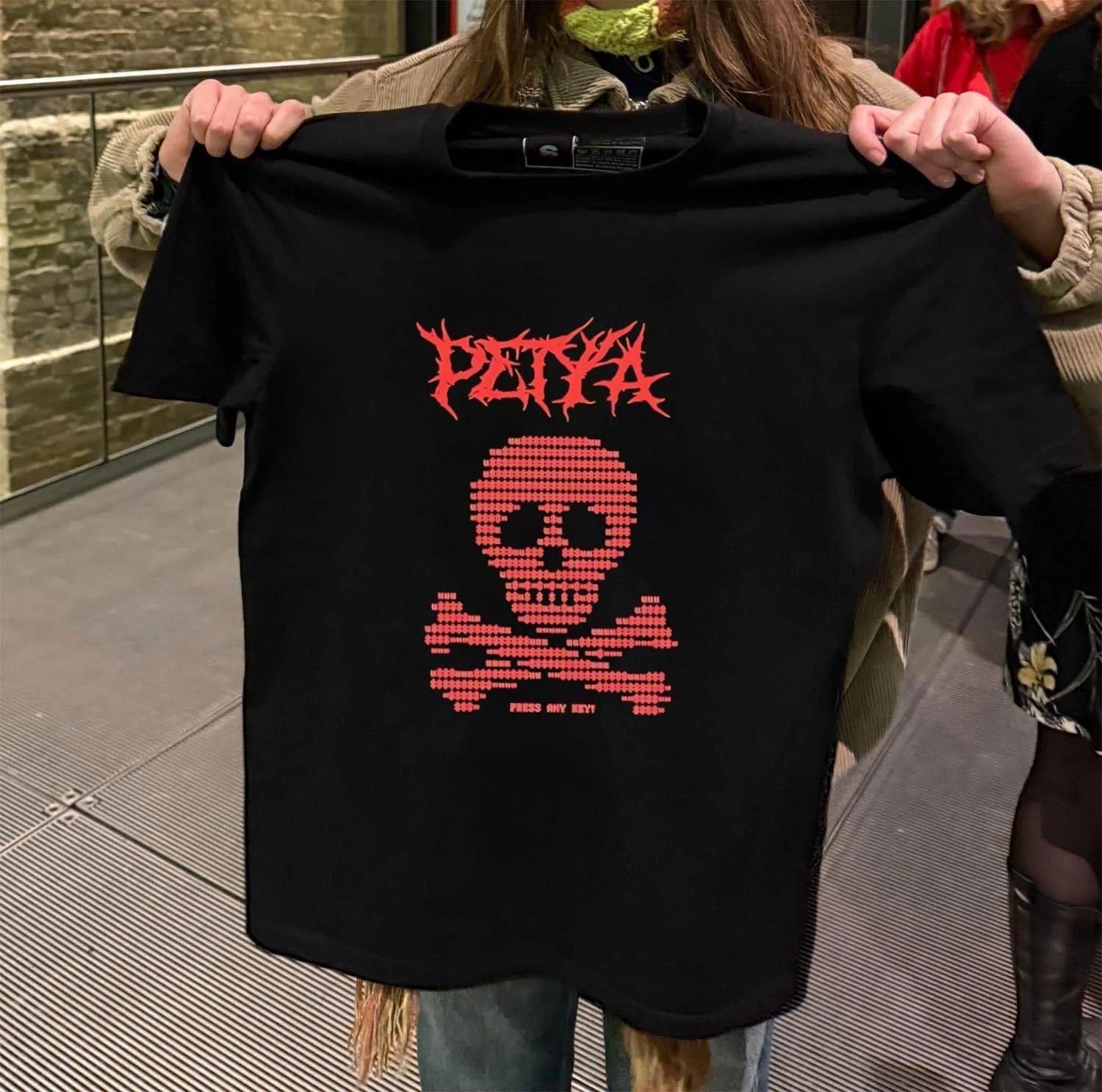 Petya Ransomware Skull and Crossbones Press Any Key - Adult & Kids T-Shirts, Sweatshirts & Hoodies apparel design preview 2
