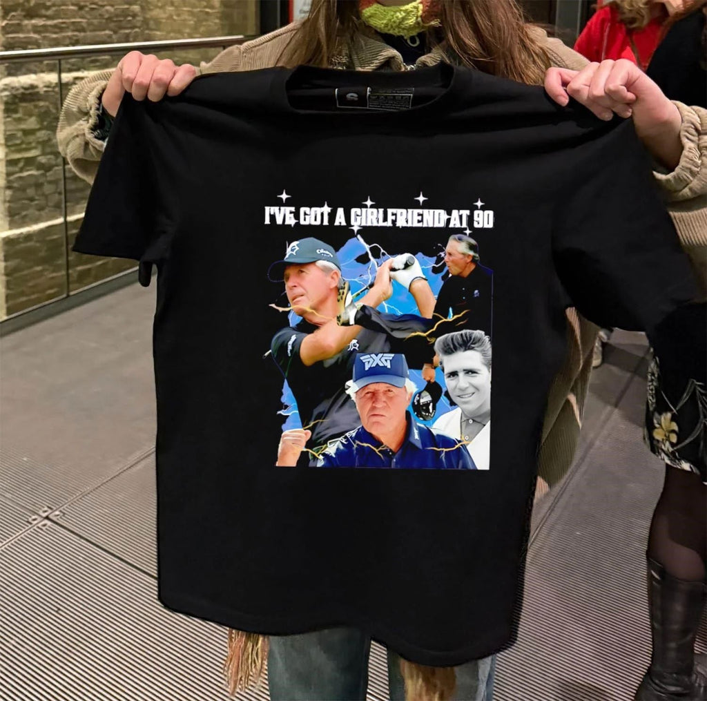 I've Got A Girlfriend At 90 Funny Golfers - Adult & Kids T-Shirts, Sweatshirts & Hoodies apparel design preview 2