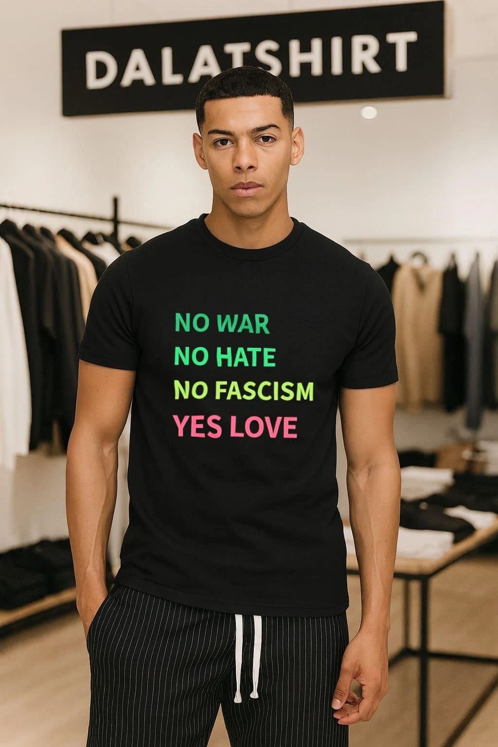 No War Hate Fascism Yes Love - Adult & Kids T-Shirts, Sweatshirts & Hoodies apparel design preview 1
