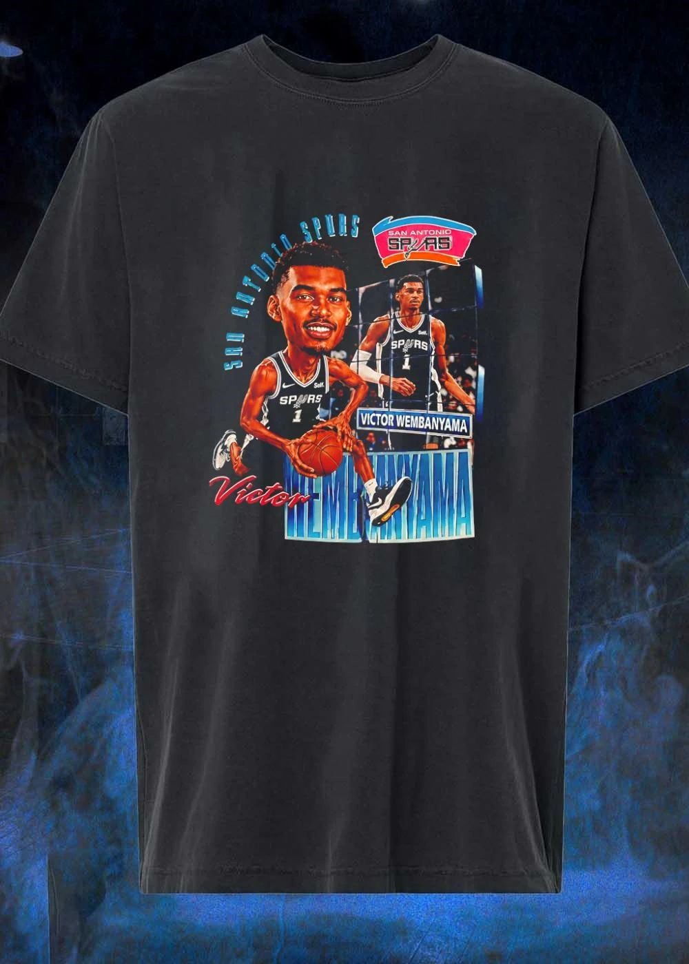 San Antonio Spurs Victor Wembanyama Caricature - Adult & Kids T-Shirts, Sweatshirts & Hoodies apparel design preview 1