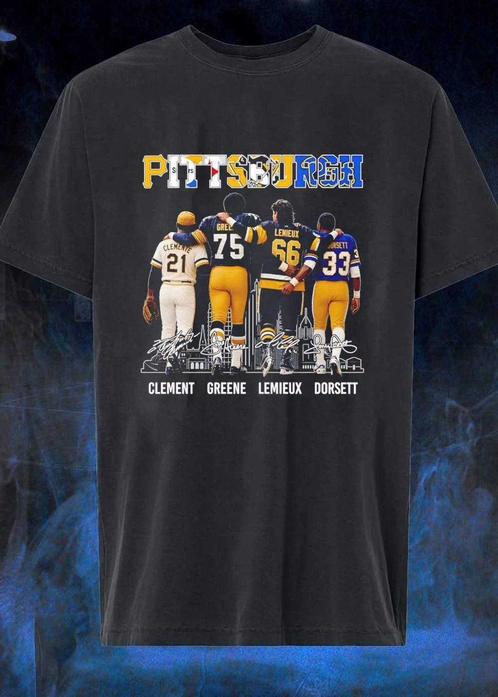 Pittsburgh Sports Legends Clemente Greene Lemieux - Adult & Kids T-Shirts, Sweatshirts & Hoodies apparel design preview 1