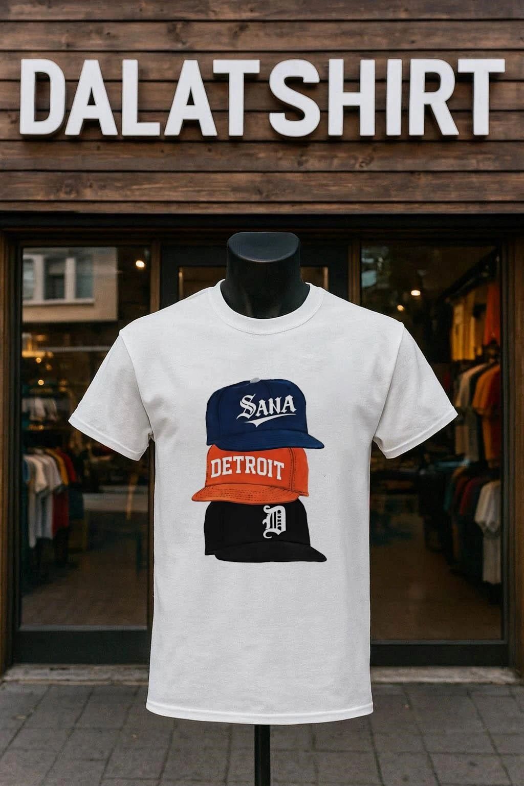 Sana Detroit D Old English Font Stacked Baseball Hats - Adult & Kids T-Shirts, Sweatshirts & Hoodies apparel design preview 1