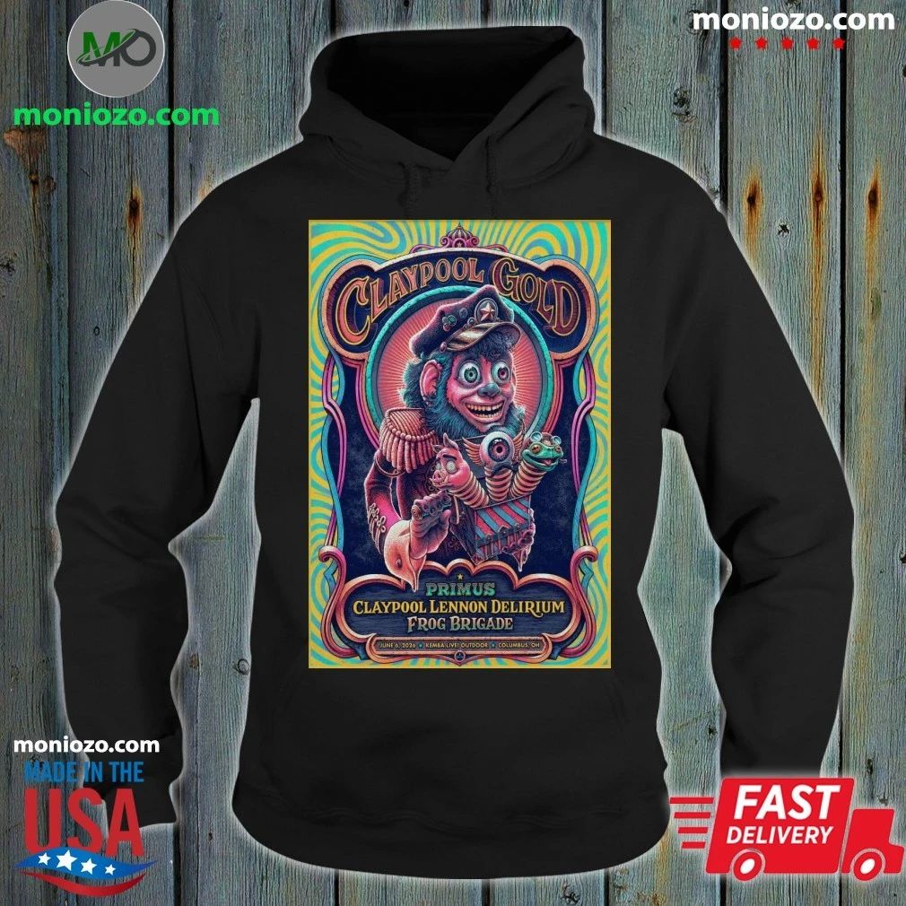 Original Primus Columbus OH 6 2026 Claypool Gold Tour - Adult & Kids T-Shirts, Sweatshirts & Hoodies apparel design preview 2