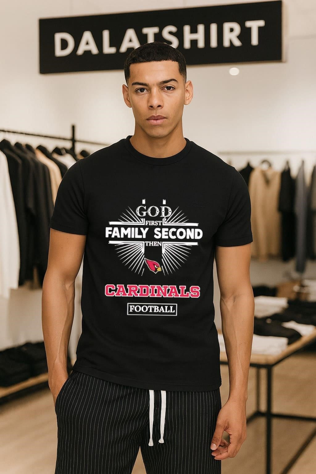 God First Family Second Then Arizona Cardinals - Adult & Kids T-Shirts, Sweatshirts & Hoodies apparel design preview 1